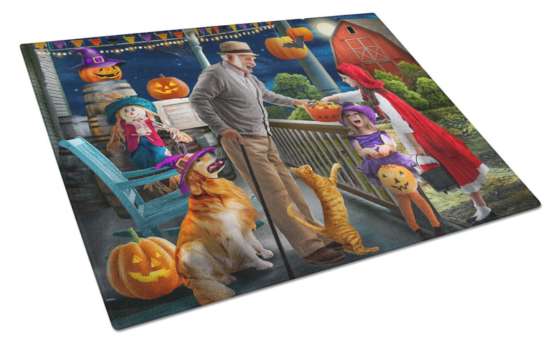 Halloween at Grandpa's Golden Retriever Glass Cutting Boards – Durable, Decorative Kitchen Art Large PTW2072LCB