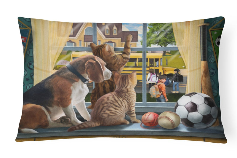 Beagle, Cats Back to School Canvas Fabric Decorative Pillow PTW2074PW1216