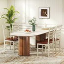 PU Leather Upholstered Armless Wooden Dining Chair Set of 2-White by LJGDeals