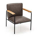 PU Leather Accent Chair with Rubber Wood Armrests by LJGDeals