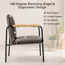 PU Leather Accent Chair with Rubber Wood Armrests by LJGDeals