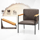 PU Leather Accent Chair with Rubber Wood Armrests by LJGDeals