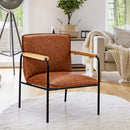 PU Leather Accent Chair with Rubber Wood Armrests by DirectDeals