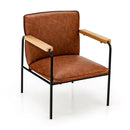 PU Leather Accent Chair with Rubber Wood Armrests by DirectDeals