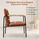 PU Leather Accent Chair with Rubber Wood Armrests by LJGDeals