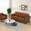 PU Leather Modern 3-Seater Sofa Couch with 2 Detachable Back Pillows-Brown by LJGDeals
