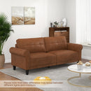 PU Leather Modern 3-Seater Sofa Couch with 2 Detachable Back Pillows-Brown by LJGDeals