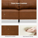 PU Leather Modern 3-Seater Sofa Couch with 2 Detachable Back Pillows-Brown by LJGDeals
