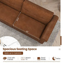 PU Leather Modern 3-Seater Sofa Couch with 2 Detachable Back Pillows-Brown by LJGDeals