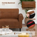 PU Leather Modern 3-Seater Sofa Couch with 2 Detachable Back Pillows-Brown by LJGDeals