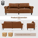 PU Leather Modern 3-Seater Sofa Couch with 2 Detachable Back Pillows-Brown by LJGDeals