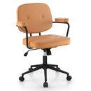 PU Leather Office Chair with Rocking Backrest and Ergonomic Armrest-Orange by LJGDeals
