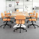 PU Leather Office Chair with Rocking Backrest and Ergonomic Armrest-Orange by LJGDeals