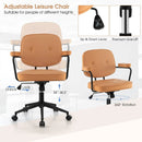 PU Leather Office Chair with Rocking Backrest and Ergonomic Armrest-Orange by LJGDeals