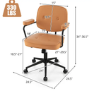 PU Leather Office Chair with Rocking Backrest and Ergonomic Armrest-Orange by LJGDeals