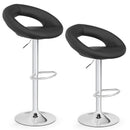 Height Adjustable Bar Stools Set of 2 with Hollow Back and Footrest-Black