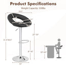 Height Adjustable Bar Stools Set of 2 with Hollow Back and Footrest-Black