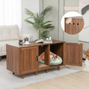 2-Door Cat Litter Box Enclosure with Winding Entry and Scratching Board