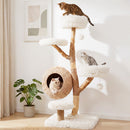 5-Tier Wooden Cat Tree with Woven Condo Plush Perches Jute Posts & Balls