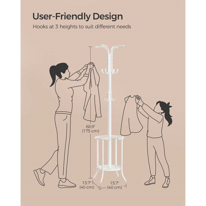 Heavy Duty White Metal Coat Rack with Umbrella Holder, photo 5 of 5