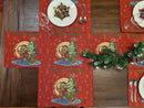 DaDa Bedding Set of 8 Pieces Red Santa Claus Holiday Table Tapestry - 4 Placemats, 2 Table Runners, 2 Throw Pillow Covers (17615)