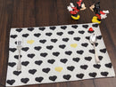 DaDa Bedding Set of 4-Pieces Valentine's day Yellow & Black Hearts Tapestry Dining Table Placemats 13” x 19” (18113)