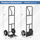 P-Handle Hand Truck with Foldable Load Plate for Warehouse Garage-Black