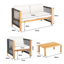 4 Pieces Wood Outdoor Patio Furniture Set with Cushions for Garden by LJGDeals