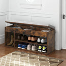Padded Seat Shoe Bench with Hidden Storage and 3 Open Shelves by LJGDeals