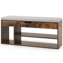 Padded Seat Shoe Bench with Hidden Storage and 3 Open Shelves by LJGDeals
