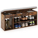 Padded Seat Shoe Bench with Hidden Storage and 3 Open Shelves by LJGDeals
