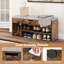 Padded Seat Shoe Bench with Hidden Storage and 3 Open Shelves by LJGDeals