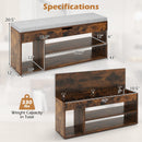 Padded Seat Shoe Bench with Hidden Storage and 3 Open Shelves-Coffee