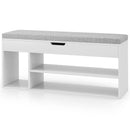 Padded Seat Shoe Bench with Hidden Storage and 3 Open Shelves by LJGDeals