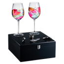 Painted STEMMED wine glass box set - 2 glasses