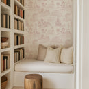 Pastoral Romance - Pale Pink Toile Landscape Wallpaper