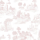 Pastoral Romance - Pale Pink Toile Landscape Wallpaper