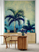 Urban Jungle Tropical Tree Wallpaper Mural. Grunge Decor.