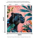 Black Panther in Pink Tropical Forest Wall Mural. Fashionable Botanical Chic Decor.