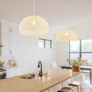 Farmhouse Rattan Pendant Lights with Adjustable Hanging Rope-Beige by LJGDeals