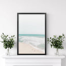 Neutral Summer Photo. Blue Ocean Waves, Sandy Beach by Wall Art Set