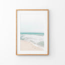 Neutral Summer Photo. Blue Ocean Waves, Sandy Beach by Wall Art Set