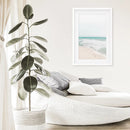 Neutral Summer Photo. Blue Ocean Waves, Sandy Beach by Wall Art Set