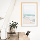 Neutral Summer Photo. Blue Ocean Waves, Sandy Beach by Wall Art Set