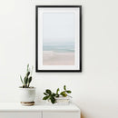 Pastel Pink Beach and Blue Waves. Modern Sea Print by Wall Art Set
