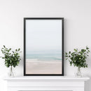 Pastel Pink Beach and Blue Waves. Modern Sea Print by Wall Art Set