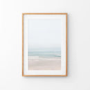 Pastel Pink Beach and Blue Waves. Modern Sea Print by Wall Art Set