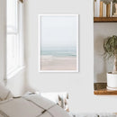 Pastel Pink Beach and Blue Waves. Modern Sea Print by Wall Art Set