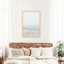 Pastel Pink Beach and Blue Waves. Modern Sea Print by Wall Art Set