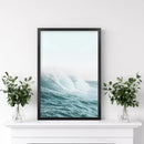 Large Pastel Blue Ocean Waves Print. Nautical Theme by Wall Art Set